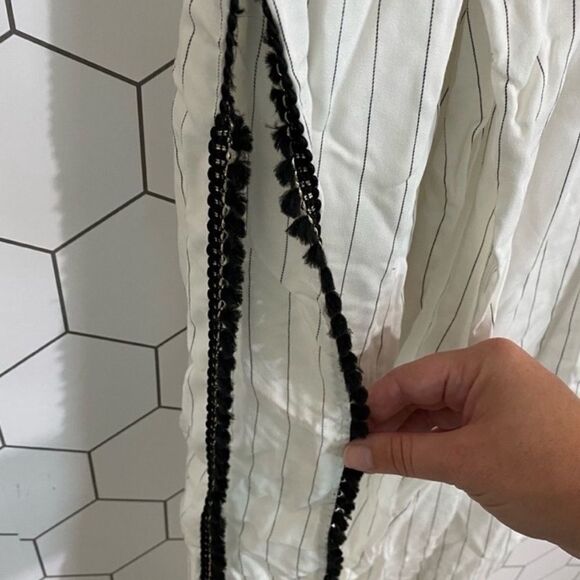 Peixoto Harriet White & Black Pinstripe Wide Leg Strapless Jumpsuit NEW SZ LG - Picture 5 of 9